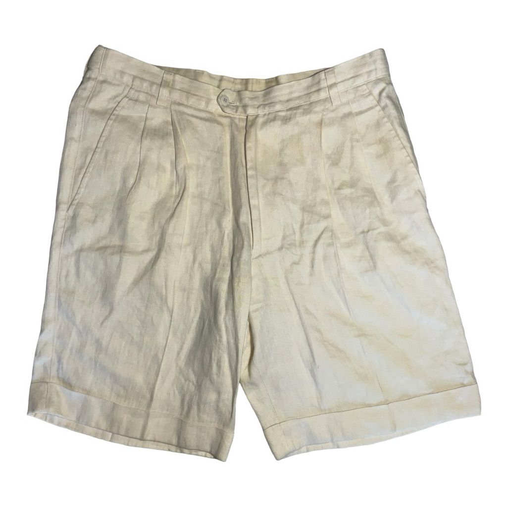 Salvatore Ferragamo Pleated Linen Shorts Beige | Size 54